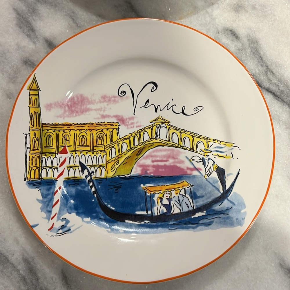Vintage ROSANNA Bon Voyage Set 4 Dessert Plates New York, Paris, London, Venice - Picture 4 of 7